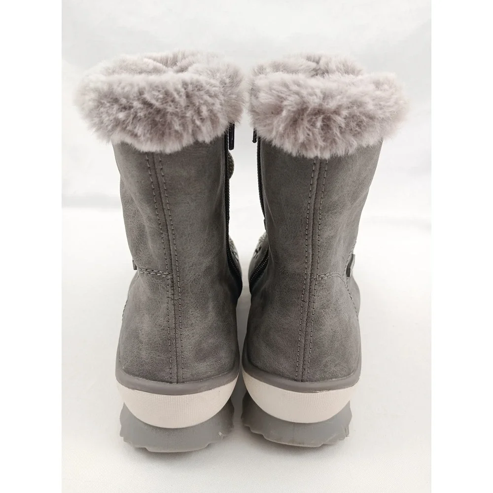 Remonte TEX Waterproof Grey Faux Suede Fur Lined Lace Up Winter Boots‎ Size 36